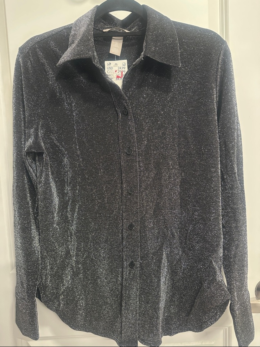 H&M Black Sparkle Button-Down Shirt